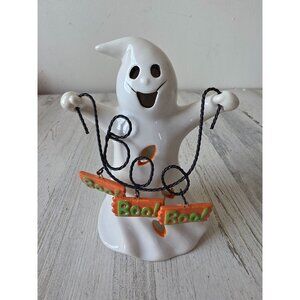 Ceramic ghost candle light holder votive sign decor Halloween cute